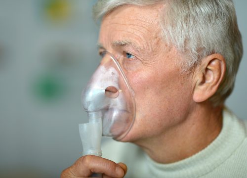 Man receiving COPD treatment at doctors office in Fullerton CA